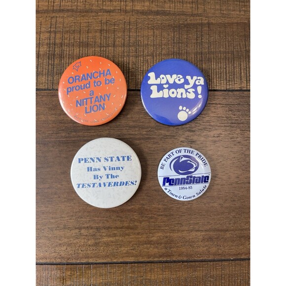 4 VTG Penn State 1986 Orange Bowl Buttons Pins vs Miami Hurricanes Champs - Picture 1 of 6